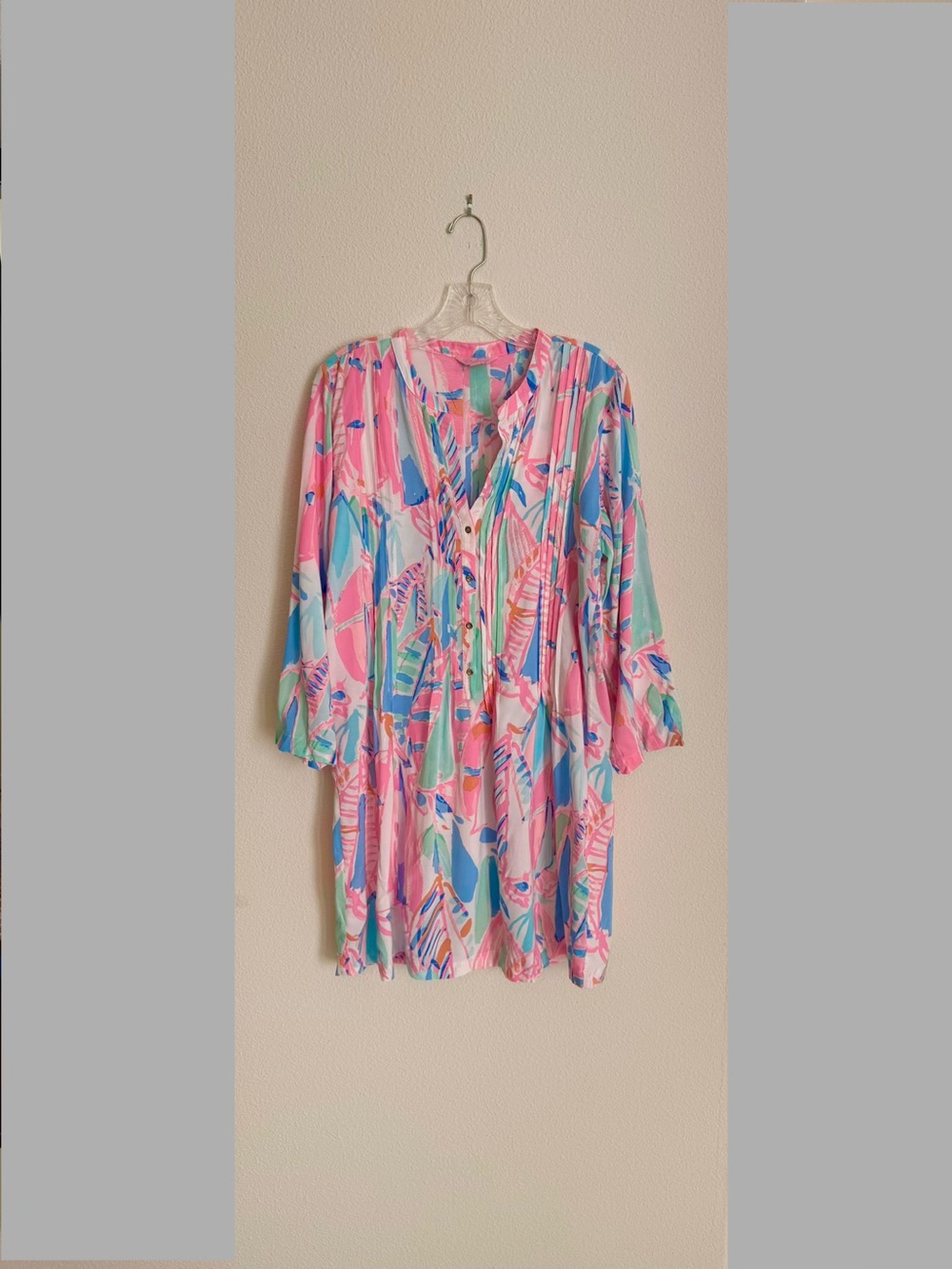 Lilly Pulitzer Sarasota Out to Sea Sailboat Tunic Dress w/ Pintucks size Large